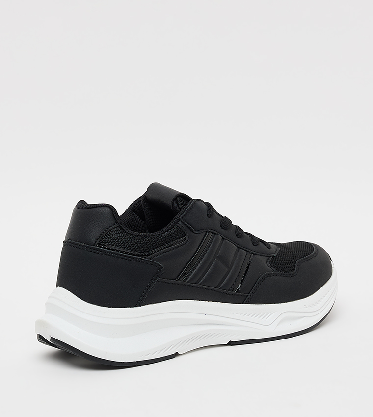 Textured Lace Up Low Top Sneakers