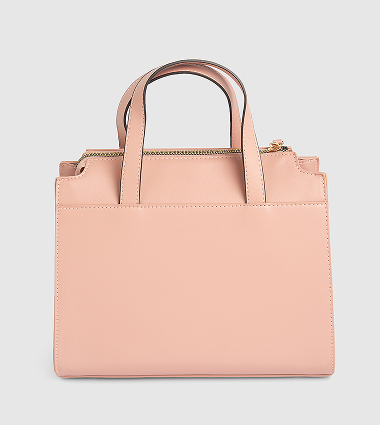 Solid Zip Satchel Bag
