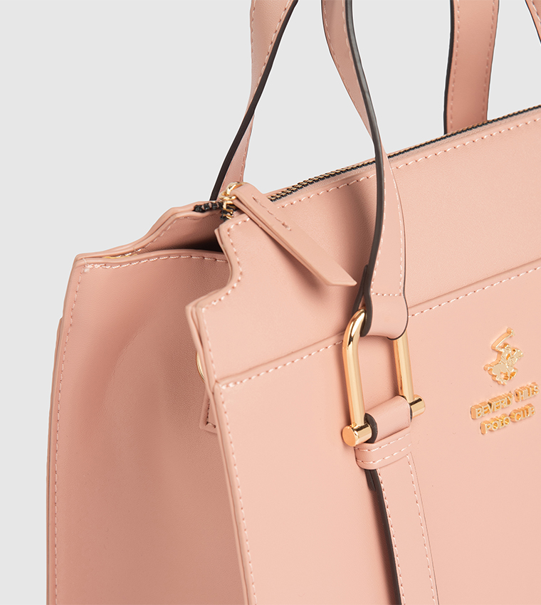 Solid Zip Satchel Bag