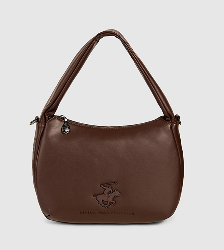 Logo Detail Zippered Shoulder Bag