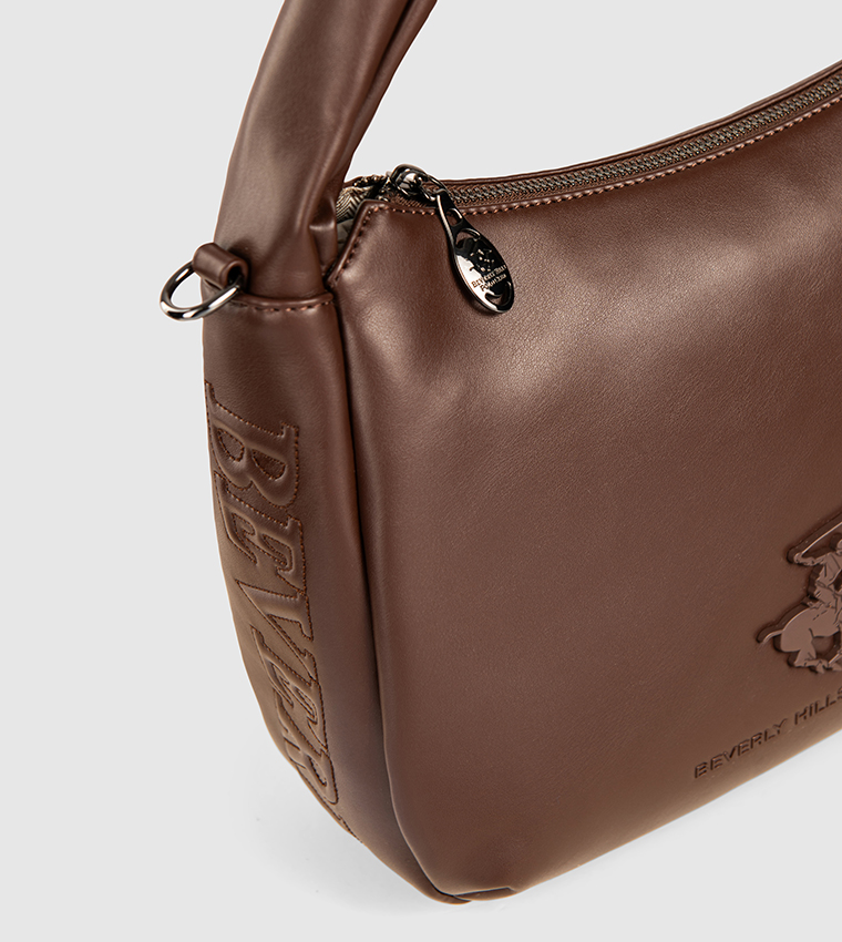 Logo Detail Zippered Shoulder Bag