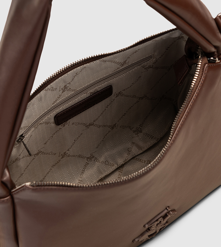 Logo Detail Zippered Shoulder Bag