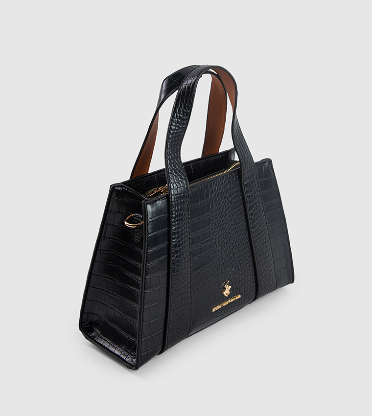 Croc Textured Zippered Mini Tote Bag