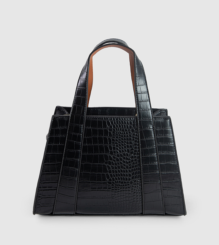 Croc Textured Zippered Mini Tote Bag