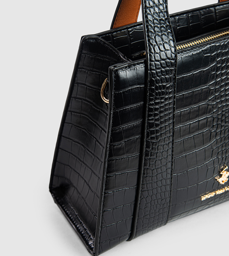 Croc Textured Zippered Mini Tote Bag