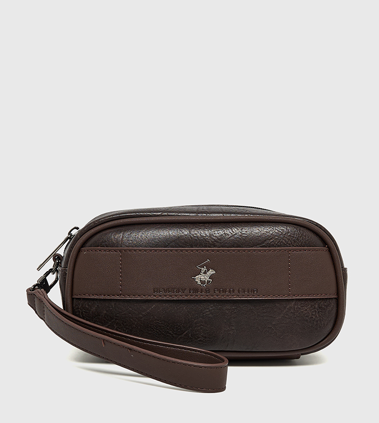 Logo Detail Toiletry Bag with Wrist Strap