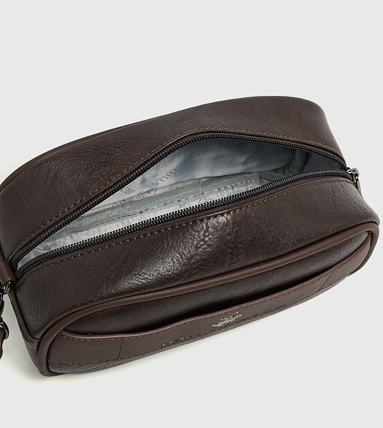 Logo Detail Toiletry Bag with Wrist Strap