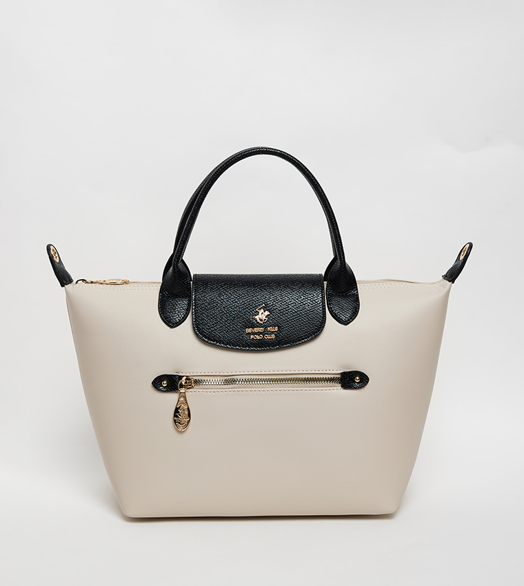 Logo Detail Contrast Detail Tote Bag