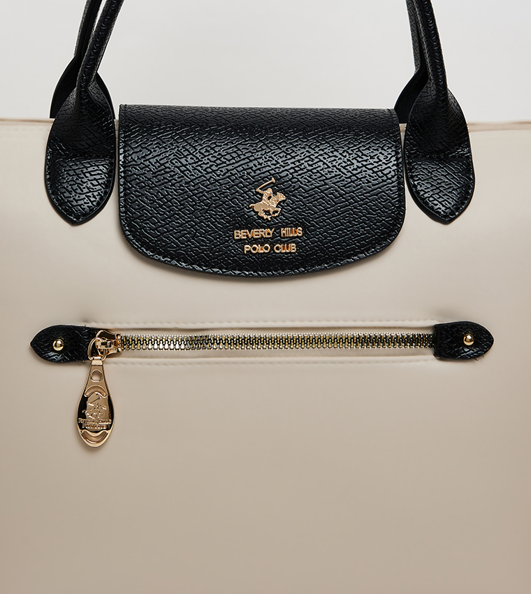 Logo Detail Contrast Detail Tote Bag