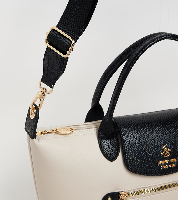 Logo Detail Contrast Detail Tote Bag