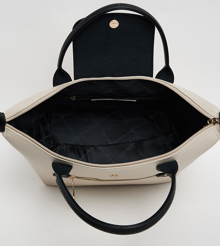 Logo Detail Contrast Detail Tote Bag