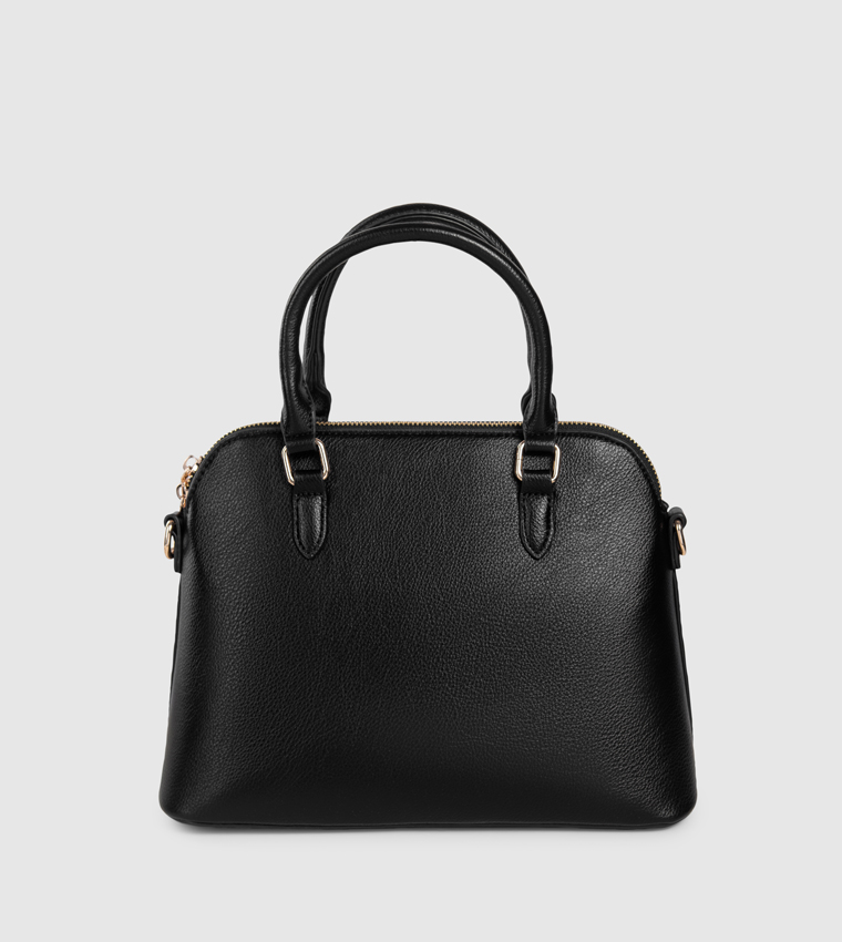 Textured Zippered Satchel Bag