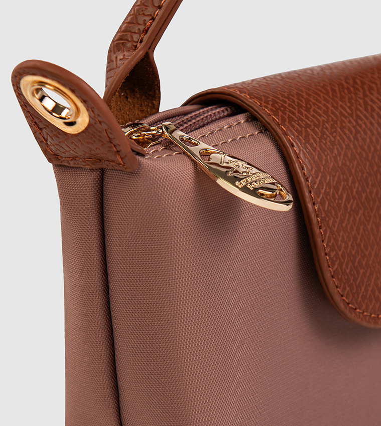 Logo Detail Snap Closure Handheld Bag