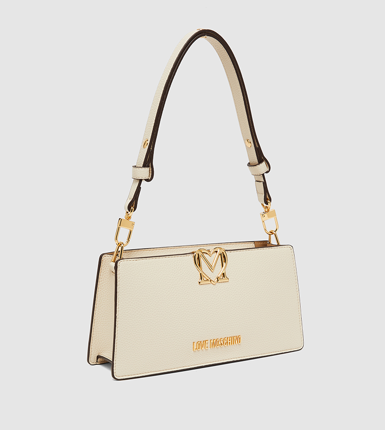 Logo Detail Textured Shoulder Bag