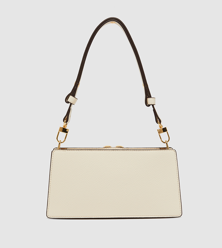 Logo Detail Textured Shoulder Bag