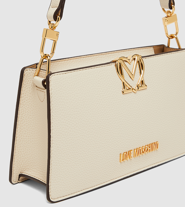 Logo Detail Textured Shoulder Bag