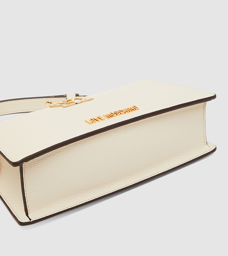 Logo Detail Textured Shoulder Bag