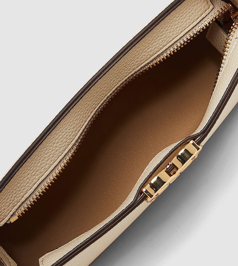 Logo Detail Textured Shoulder Bag