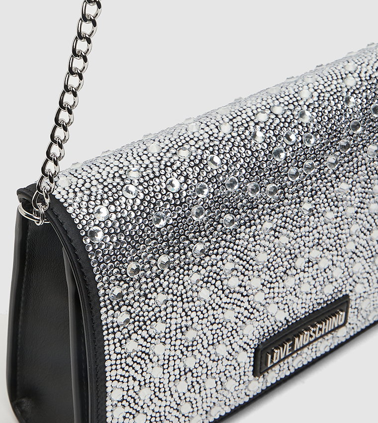 Embellished Flap Clutch Bag with Sling