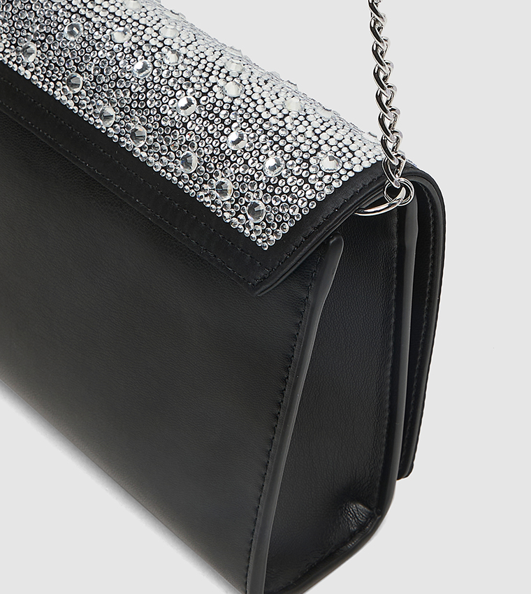 Embellished Flap Clutch Bag with Sling