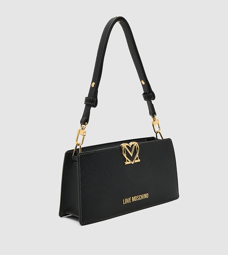 Logo Detail Textured Shoulder Bag