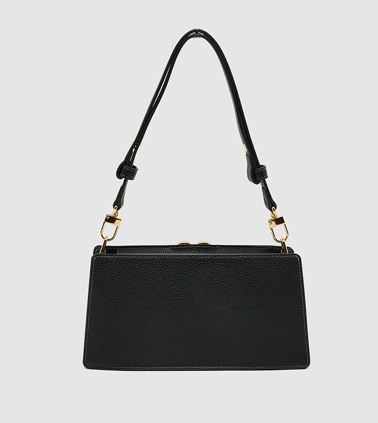 Logo Detail Textured Shoulder Bag