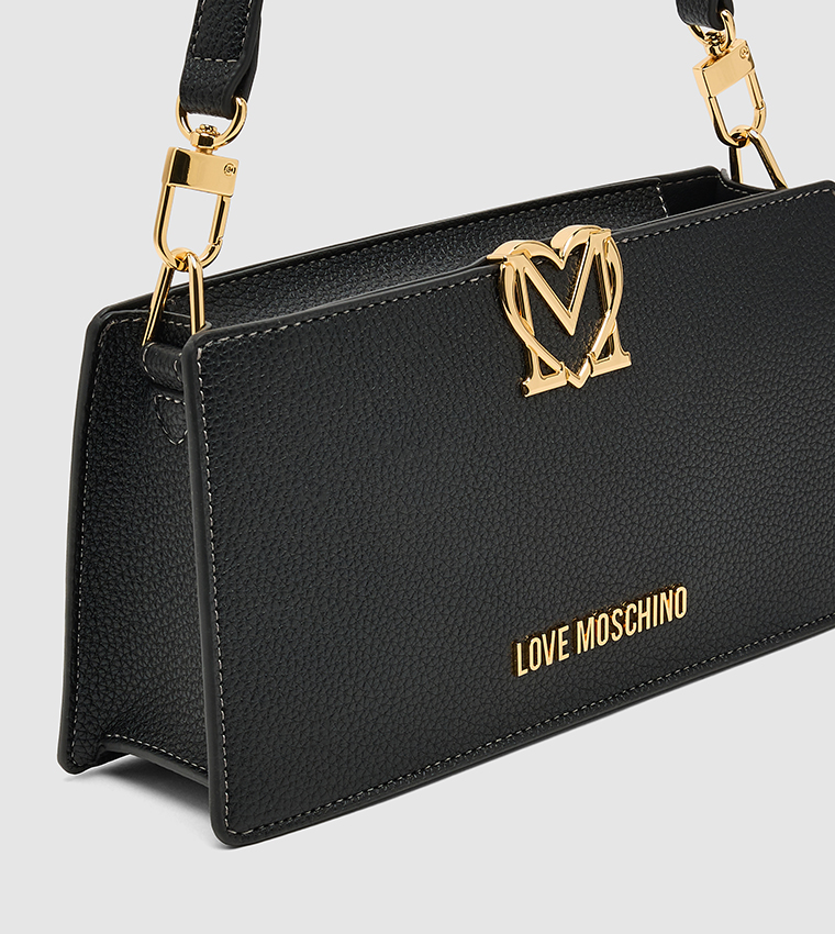 Logo Detail Textured Shoulder Bag