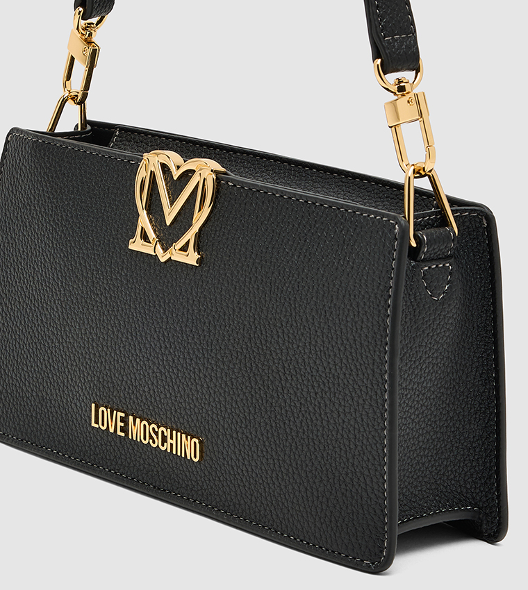 Logo Detail Textured Shoulder Bag