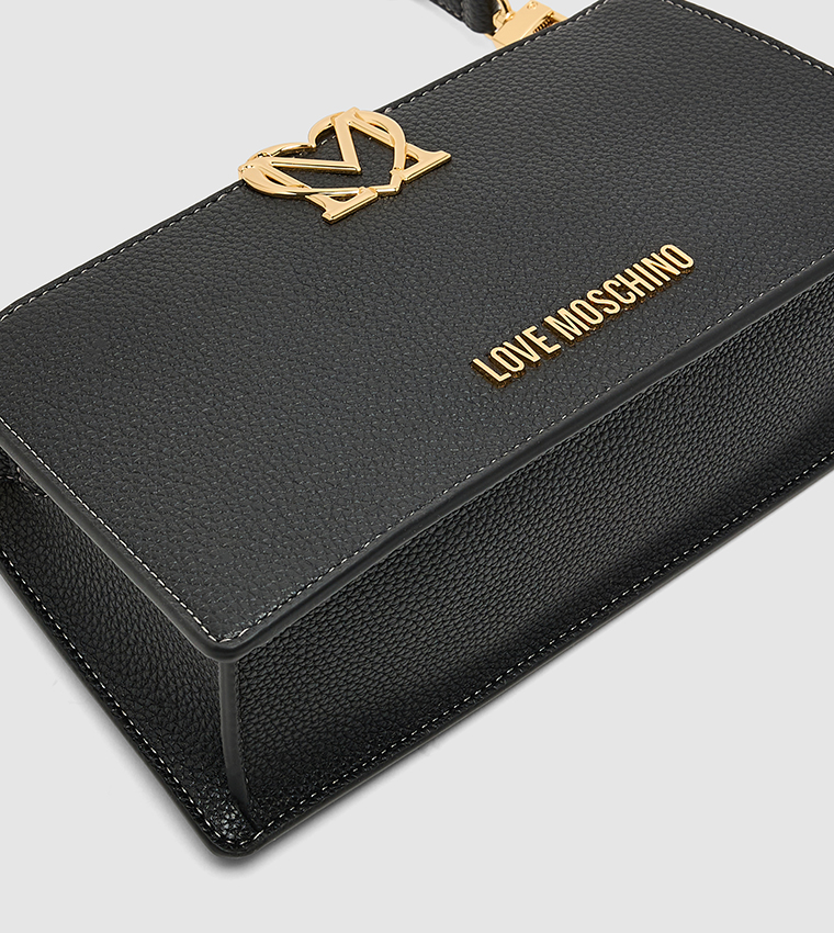 Logo Detail Textured Shoulder Bag