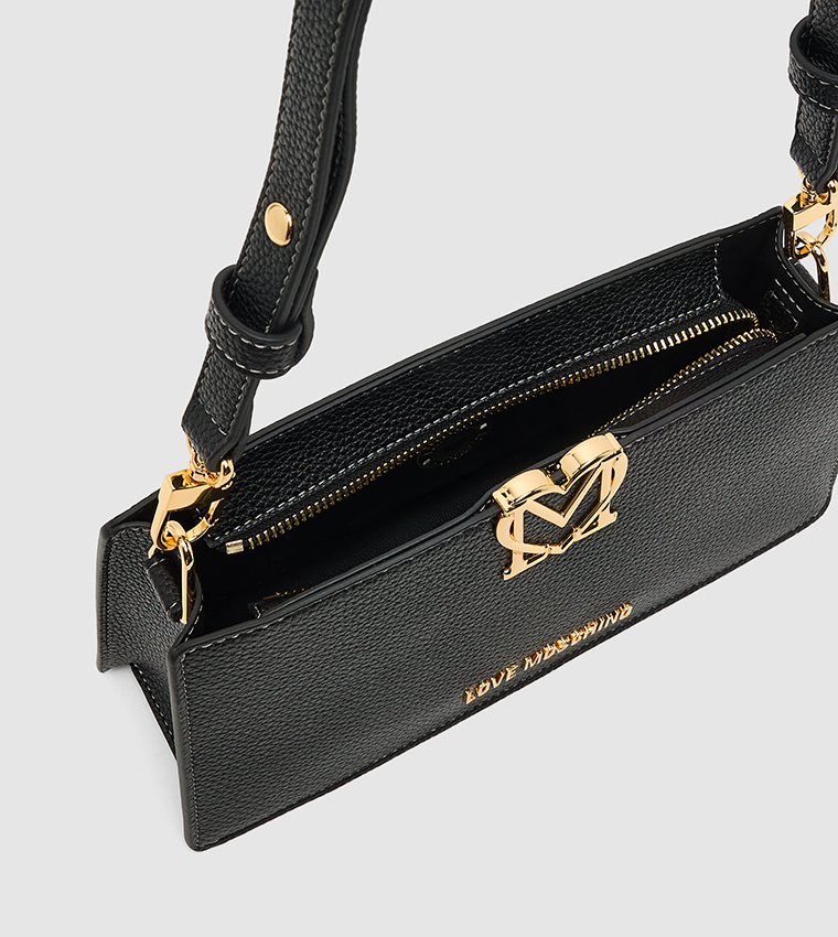 Logo Detail Textured Shoulder Bag