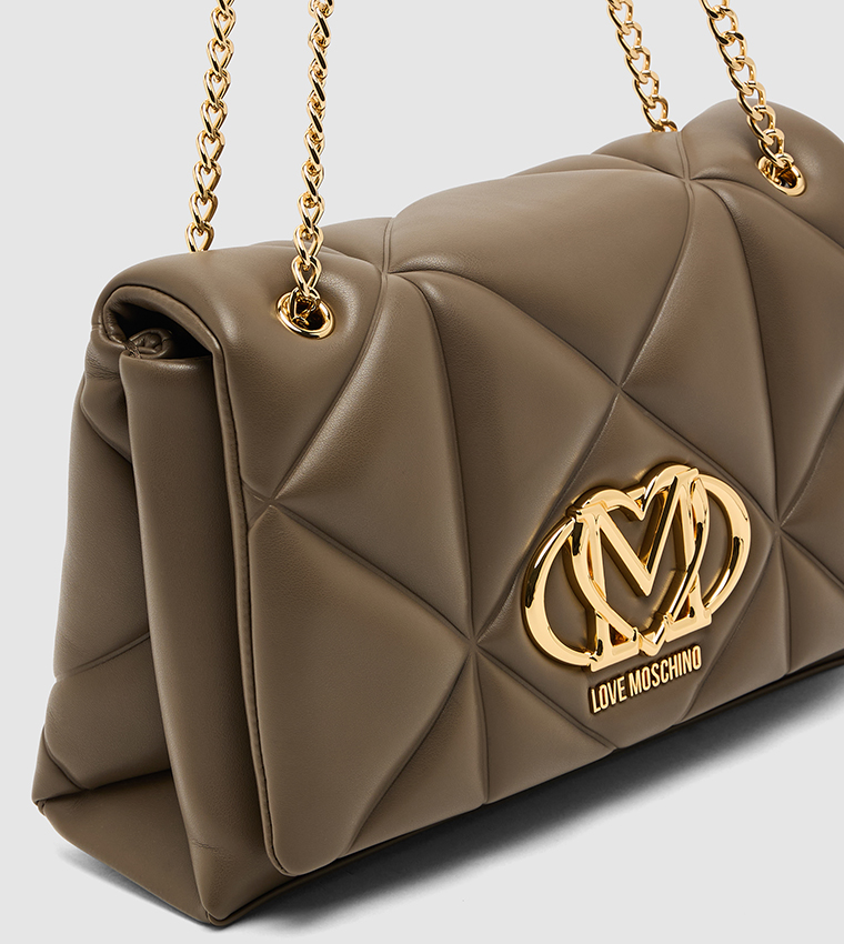 Logo Detail Quilted Flap Shoulder Bag