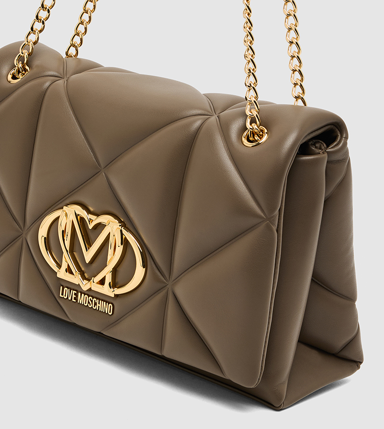 Logo Detail Quilted Flap Shoulder Bag