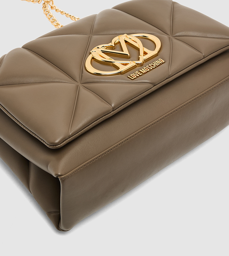 Logo Detail Quilted Flap Shoulder Bag