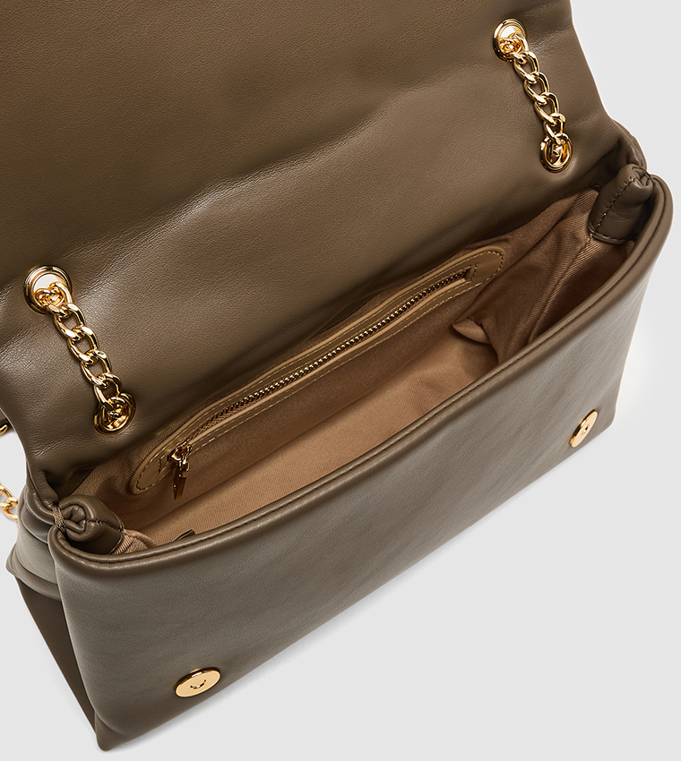 Logo Detail Quilted Flap Shoulder Bag