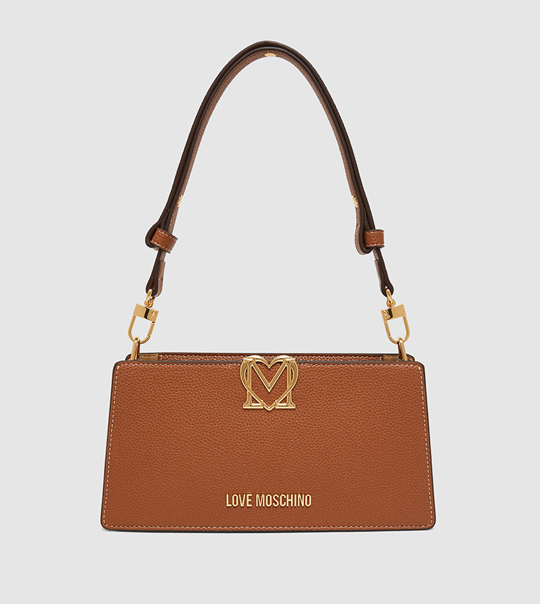 Logo Detail Textured Shoulder Bag