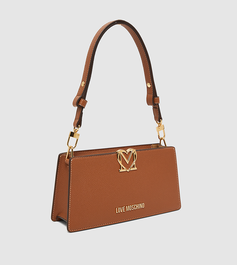 Logo Detail Textured Shoulder Bag