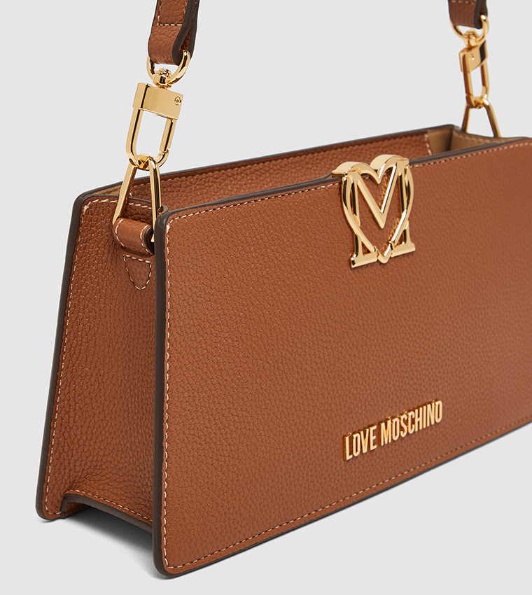 Logo Detail Textured Shoulder Bag