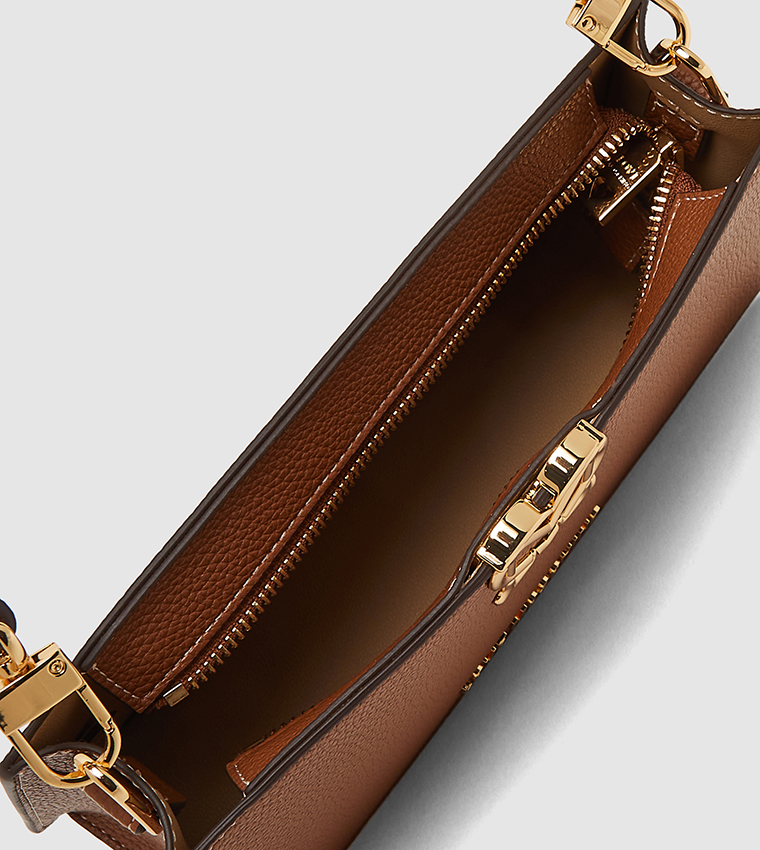 Logo Detail Textured Shoulder Bag