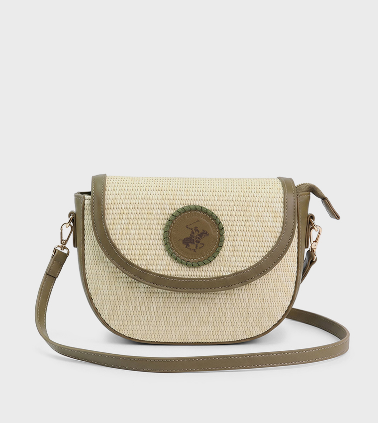 Raffia Flap Crossbody Bag