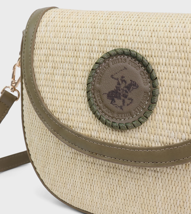 Raffia Flap Crossbody Bag