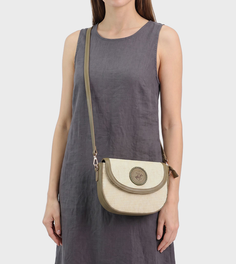Raffia Flap Crossbody Bag