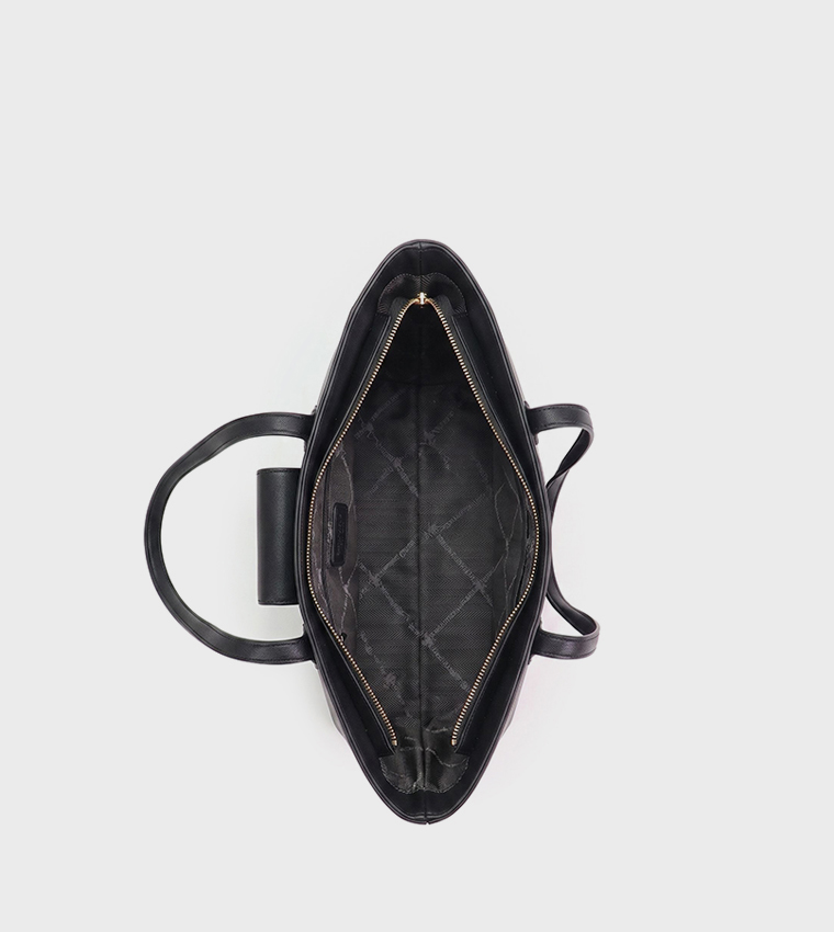 Logo Detail Textured Tote Bag