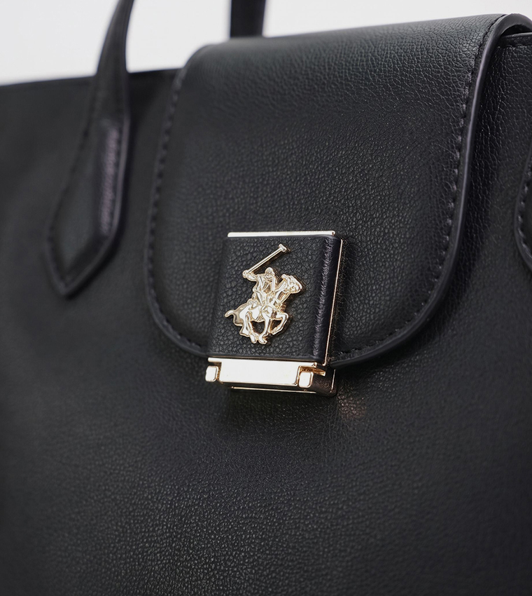 Logo Detail Textured Tote Bag