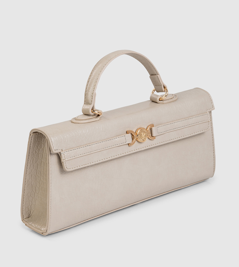 Croc Textured Top Handle Bag