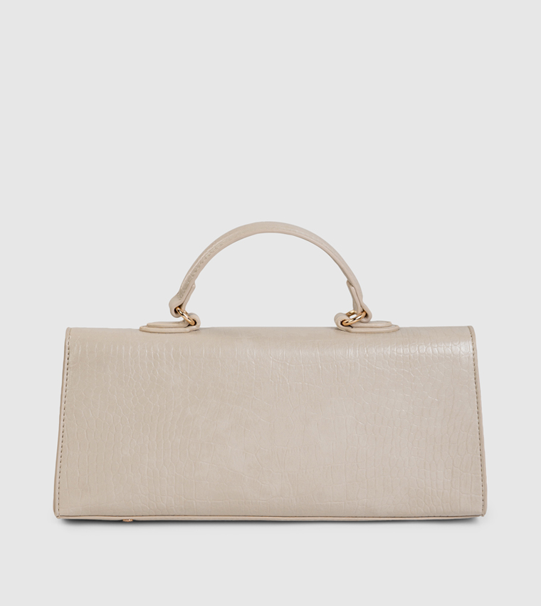 Croc Textured Top Handle Bag