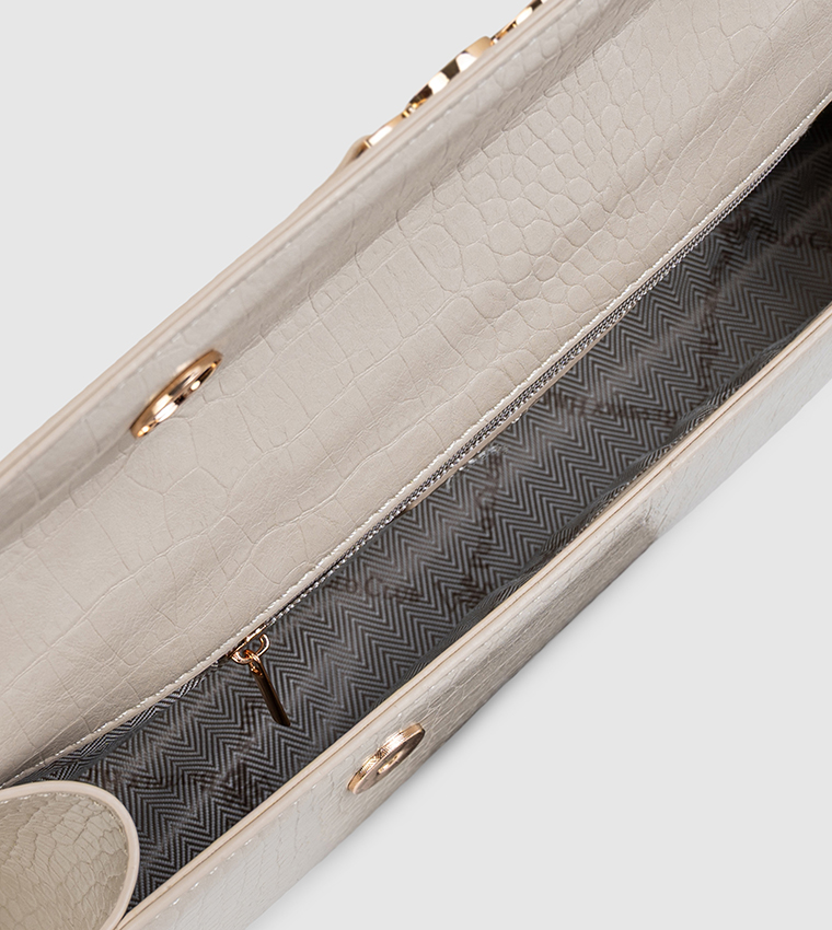 Croc Textured Top Handle Bag