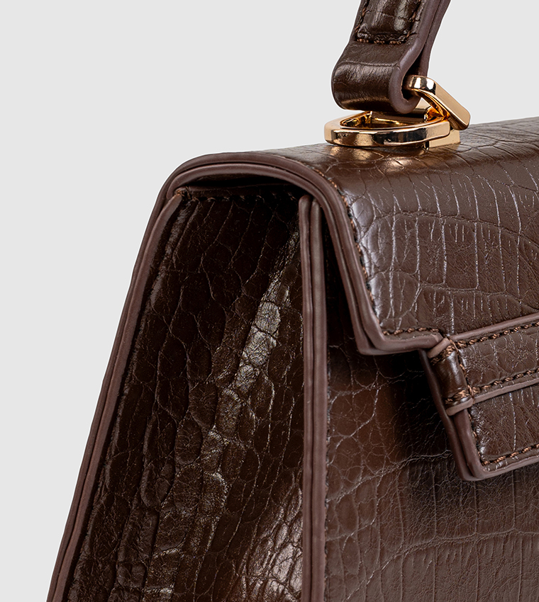 شنطة يد بنقشة جلد تمساح 