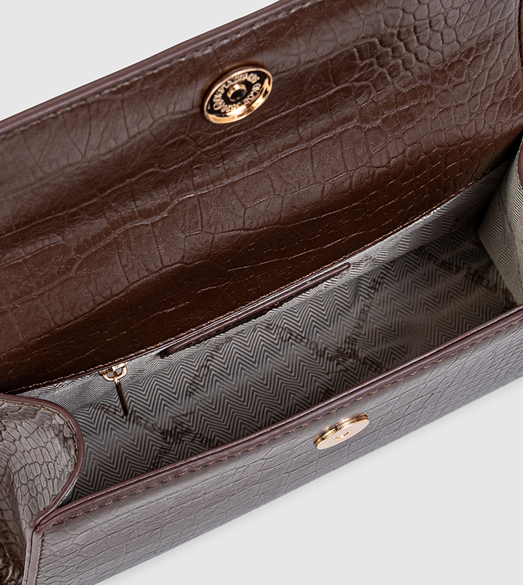 شنطة يد بنقشة جلد تمساح 