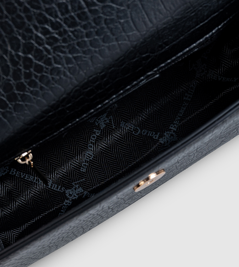 Croc Textured Push Lock Handheld Bag