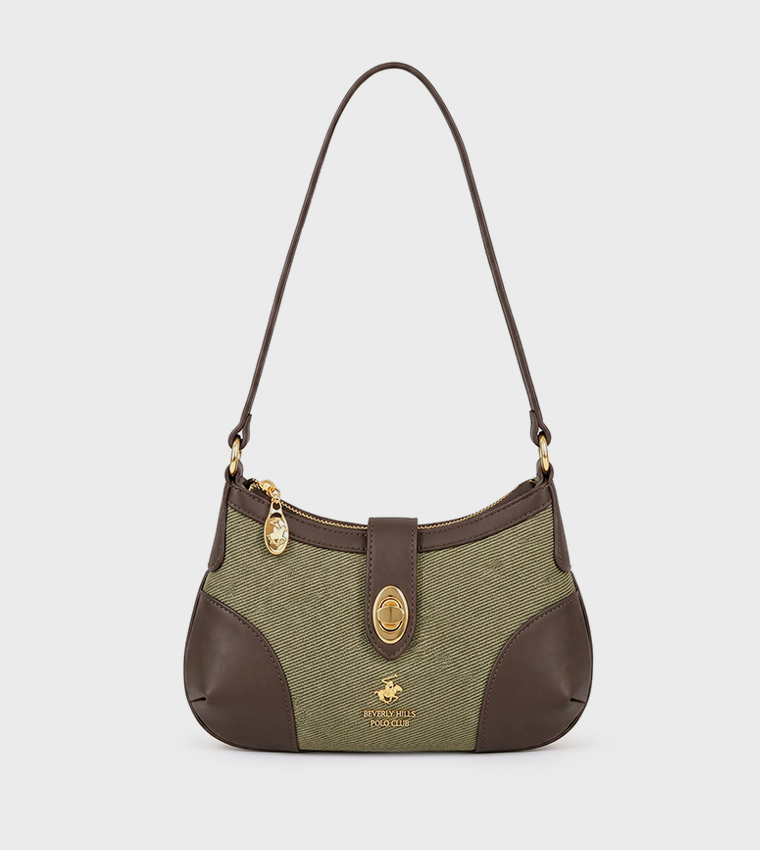 Textured Twist Lock Shoulder Bag